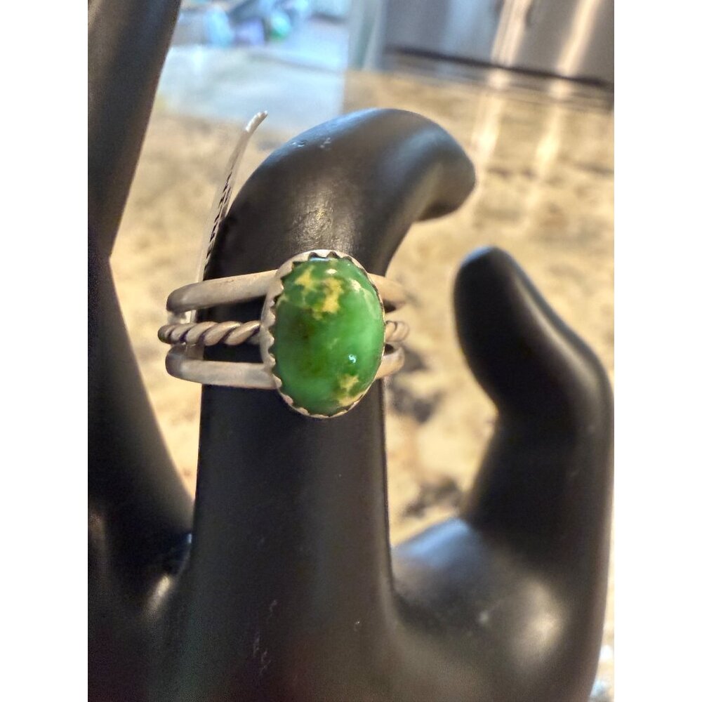 Sterling Silver Sonoran Gold Turquoise Oval Ring Adjustable Band Handcrafted Nwt - Picture 3 of 9